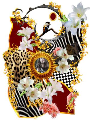 定位宫廷女装黄金花纹印花华亿平台图片