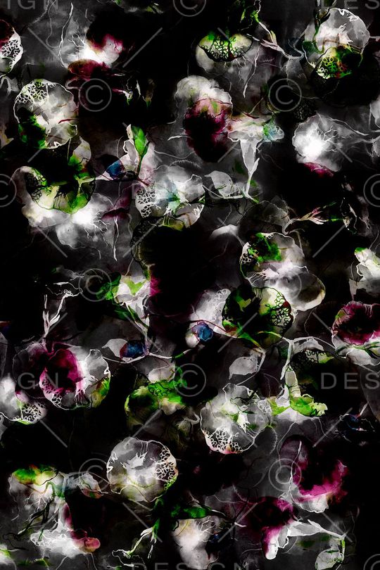 水墨牵牛花印花华亿平台图片