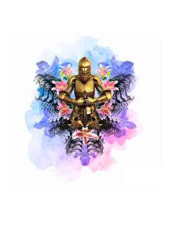 434372-欧式复古骑士盔甲创意定位T恤华亿平台