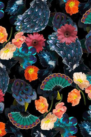 暗调花朵印花华亿平台图片