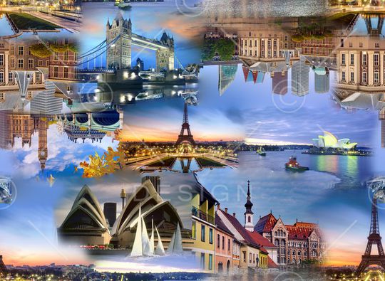 城市夜景印花华亿平台图片