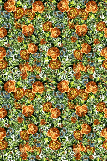 434489-时尚满底手绘红花绿叶