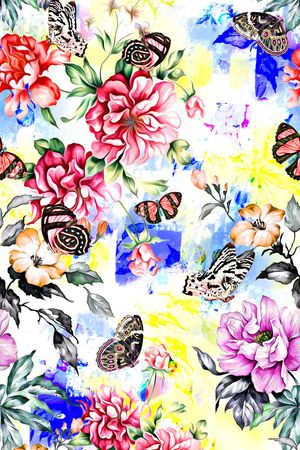 古典 水彩印花华亿平台图片