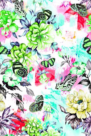 古典 水彩印花华亿平台图片