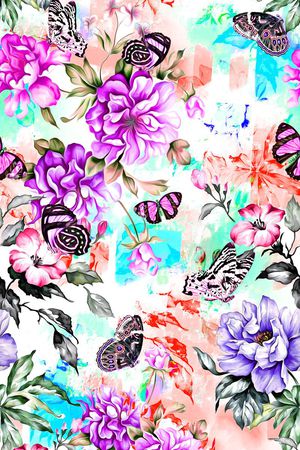 古典 水彩印花华亿平台图片