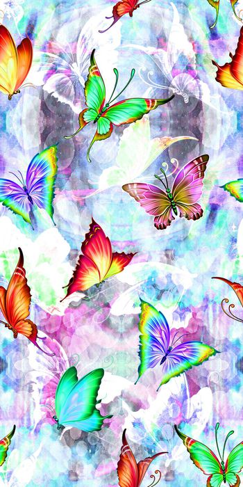 434518-炫彩 蝴蝶 肌理 画稿 数码 服装