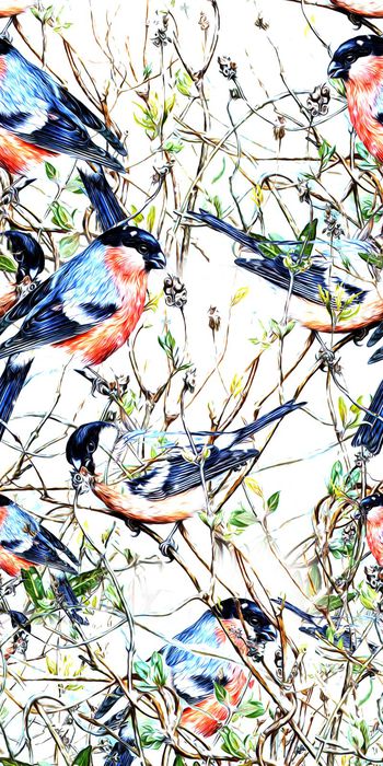 434529-手绘 写意 寒冬 枝条 鸟 画稿 