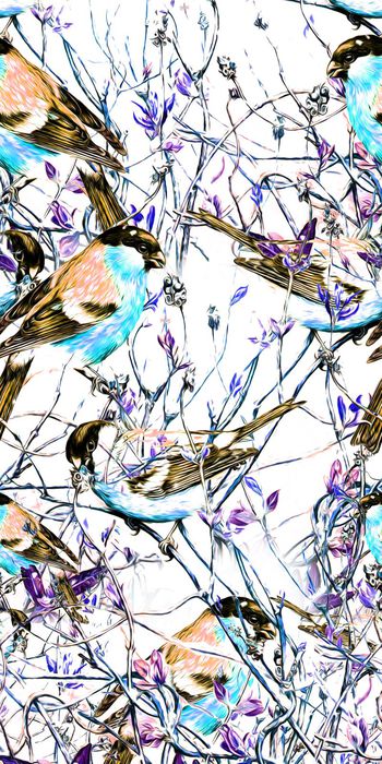 434530-手绘 寒冬 枝条 鸟 画稿 数码 