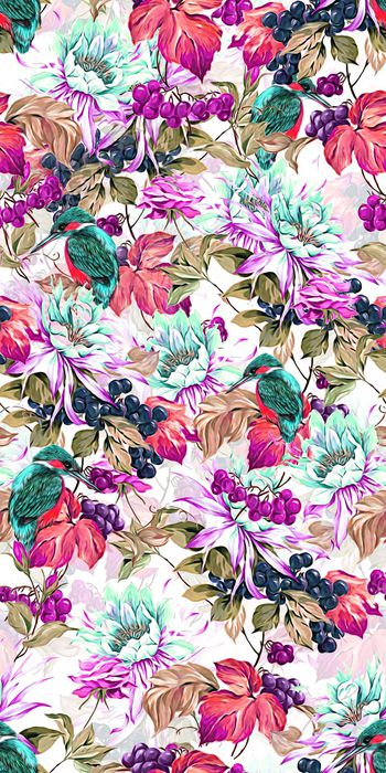 434571-炫彩 水彩 花卉 鸟 画稿 数码 