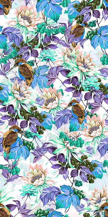 434572-炫彩 水彩 花卉 鸟 画稿 数码 