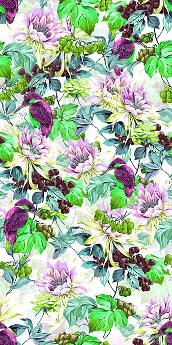 434574-炫彩 水彩 花卉 鸟 画稿 数码 