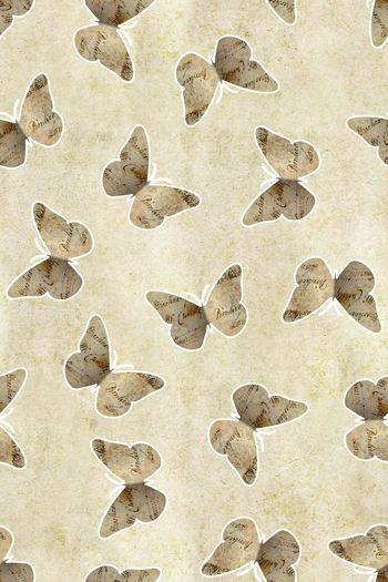 434870-牛皮纸英文剪纸蝴蝶