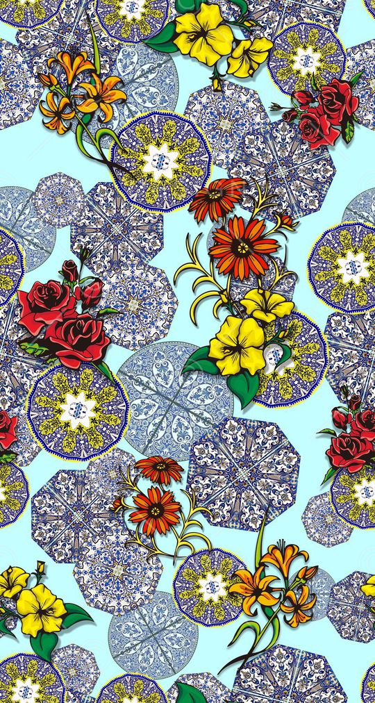 青花瓷印花华亿平台图片