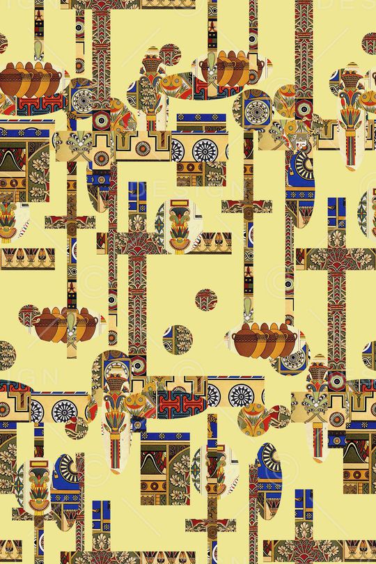 古埃及花纹陶瓷印花华亿平台图片