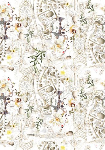 435378-个性男装趣味骷髅头手绘复古花卉