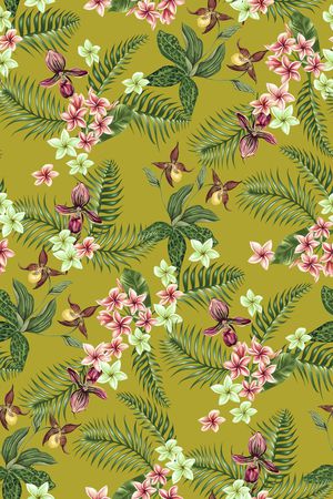 绿色植物印花华亿平台图片