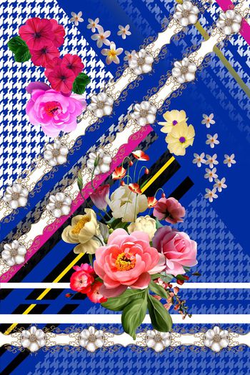 435658-清新大牌定位几何条纹千鸟格珠宝欧式