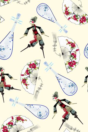 古典戏剧中国风印花华亿平台图片