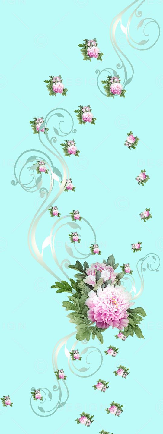 欧式 牡丹 旗袍印花华亿平台图片