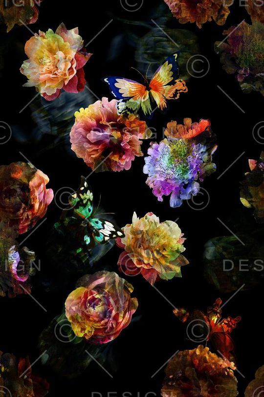 瑕疵滤色花卉印花华亿平台图片