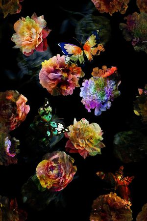 瑕疵滤色花卉印花华亿平台图片