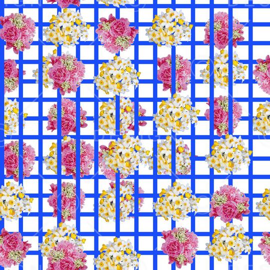 格子和花卉印花华亿平台图片