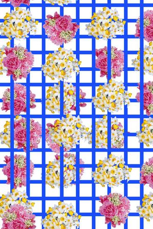 格子和花卉印花华亿平台图片