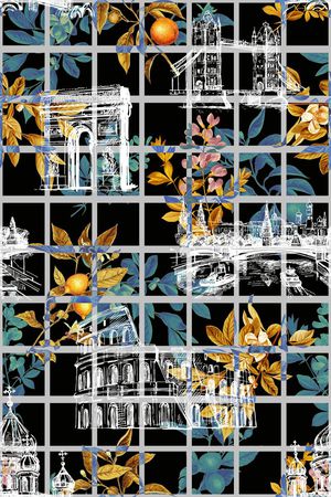 手绘植物印花华亿平台图片