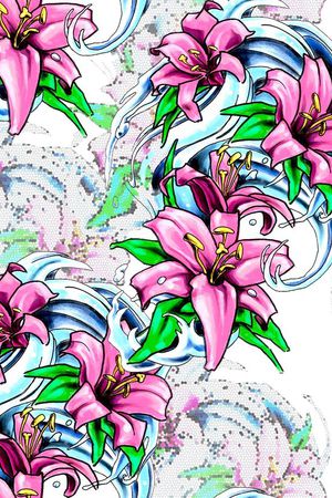 百合花印花华亿平台图片