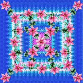 436117-大牌波浪花卉围巾