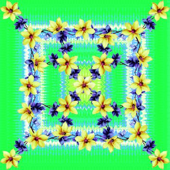 436118-大牌波浪花卉围巾