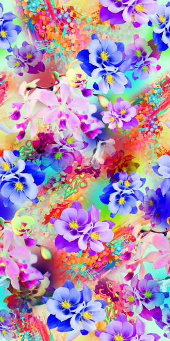 436132-时尚  花卉  数码 丝绸  真丝