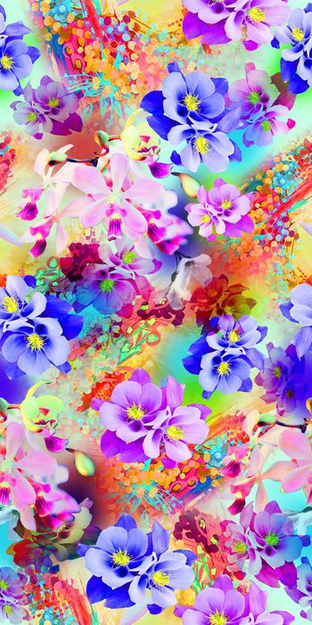 436134-时尚  花卉  数码 丝绸  真丝