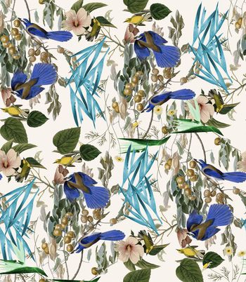 436292-复古时尚花卉鸟组合数码印花