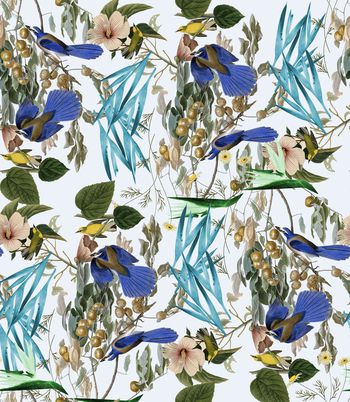 436293-复古时尚花卉鸟组合数码印花