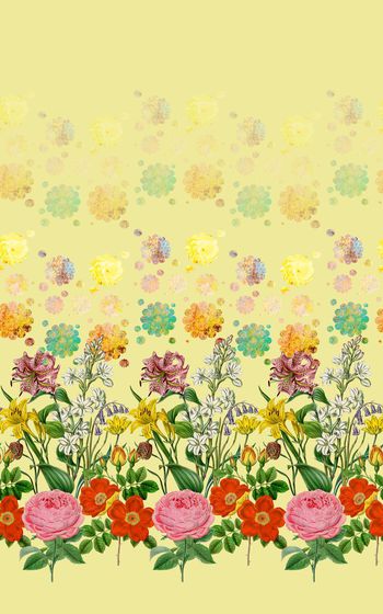 436314-田园风格手绘花卉花束女装上衣半身裙