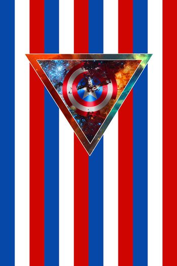 436464-酷炫星空背景美队破损盾牌时尚潮男T