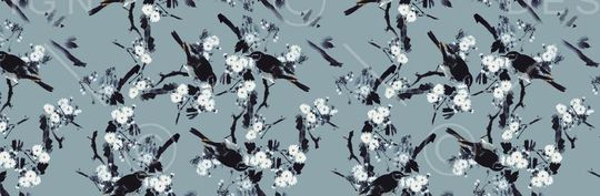 水墨画印花华亿平台图片