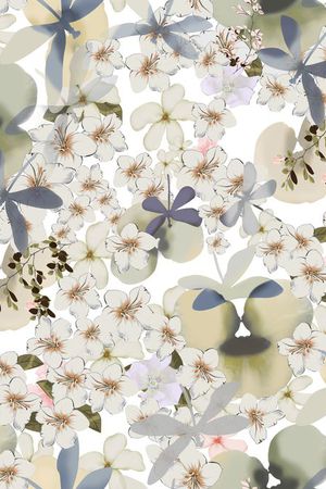 抽象花丛蜻蜓印花华亿平台图片