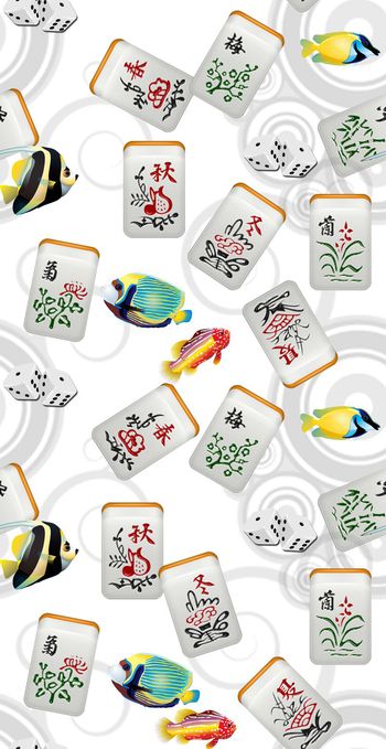 436651-创意休闲风3D立体麻将鱼儿组合印花