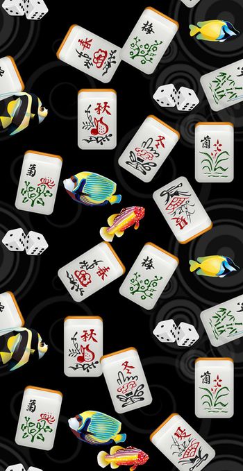 436652-创意休闲风3D立体麻将鱼儿组合印花