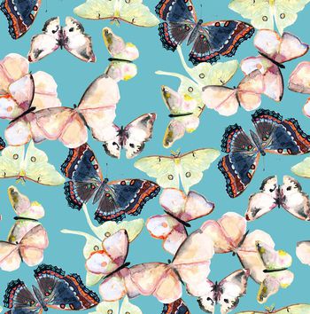 436755-流行时尚水彩手绘蝴蝶数码印花