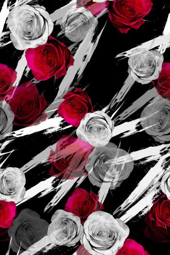 436762-瑕疵花卉简约玫瑰花闪电纹女装华亿平台