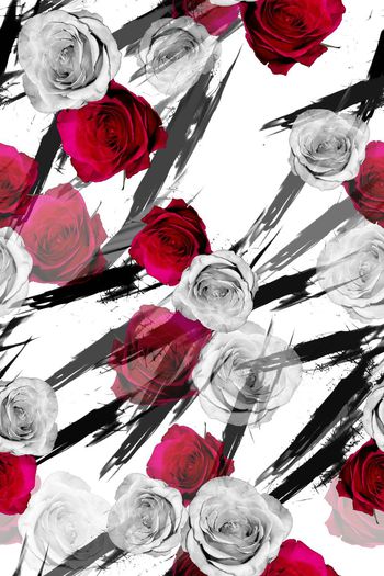 436763-瑕疵花卉简约玫瑰花闪电纹女装华亿平台