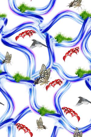 玲创~花卉鸟类印花华亿平台图片