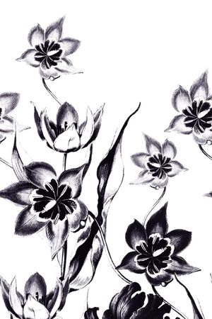 黑白定位花卉印花华亿平台图片