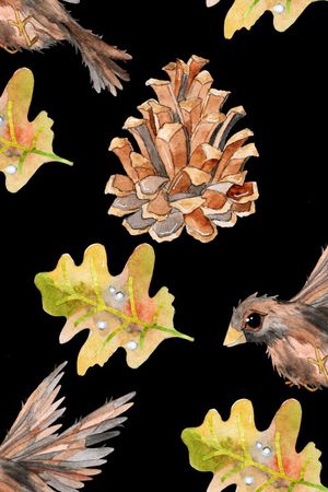 手绘松果印花华亿平台图片