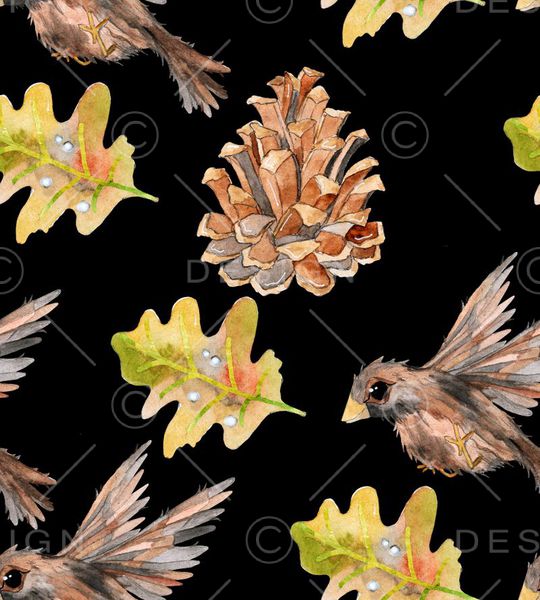 手绘松果印花华亿平台图片