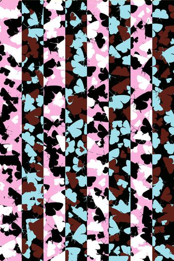 436923-简约蝴蝶条纹服装印花图案