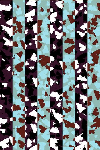 436925-简约蝴蝶条纹服装印花图案